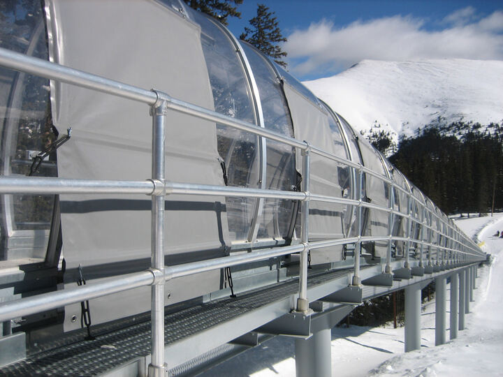 Covered walkway railing