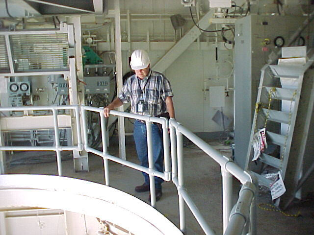 Launch pad walkway rail